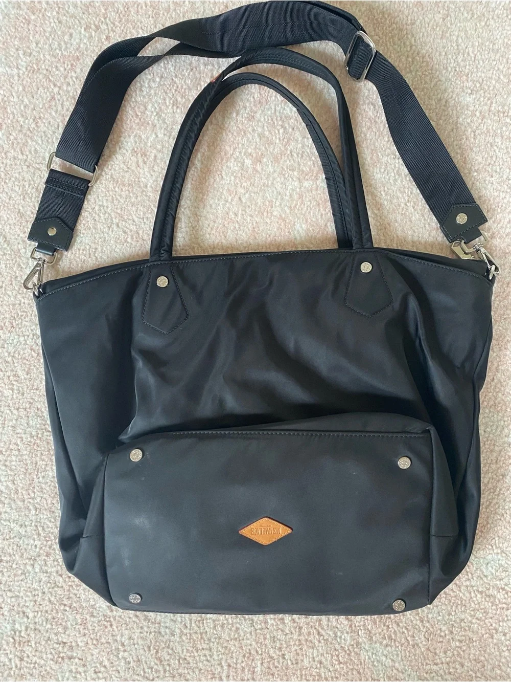 MZ Wallace Black Nylon Tote with Removable Longer Strap